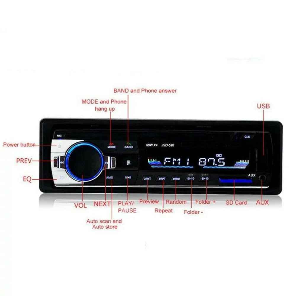 JSD520 Bluetooth-compatible Car Radio Stereo HeadUnit Player In-dash MP3 /USB/SD/FM/iPhone Non CD