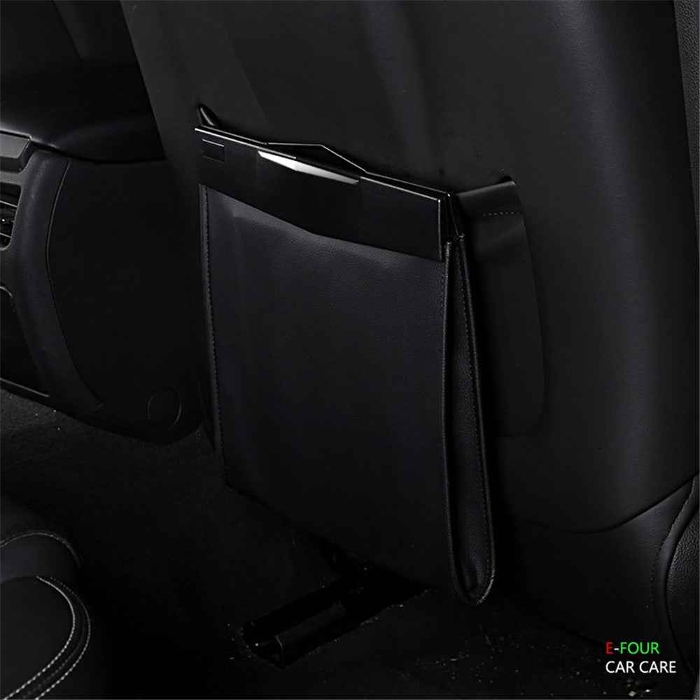 Foldable Car Hanging Seat Back Garbage Waste Bag Waterproof Organizer Storage Bag - Black
