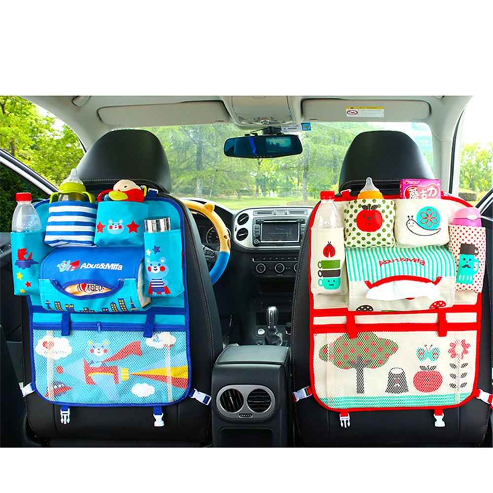 Bear - Cute Cartoon Pattern Car Back Seat Pocket Organizer Multi-pocket Hanging Bag Foldable Storage Collector