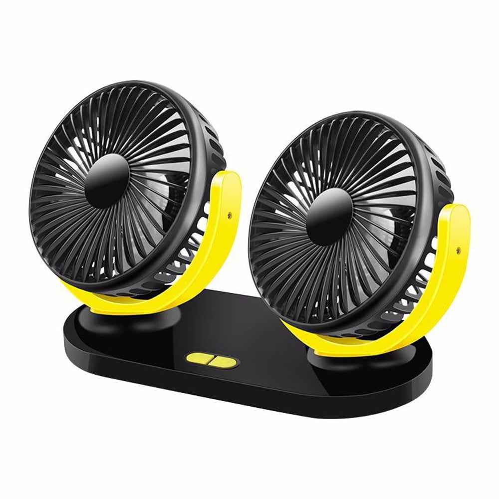 12/24V USB Car Cooling Fan Air Conditioner 360 Degree Rotating Levels Adjustable - Black / Yellow
