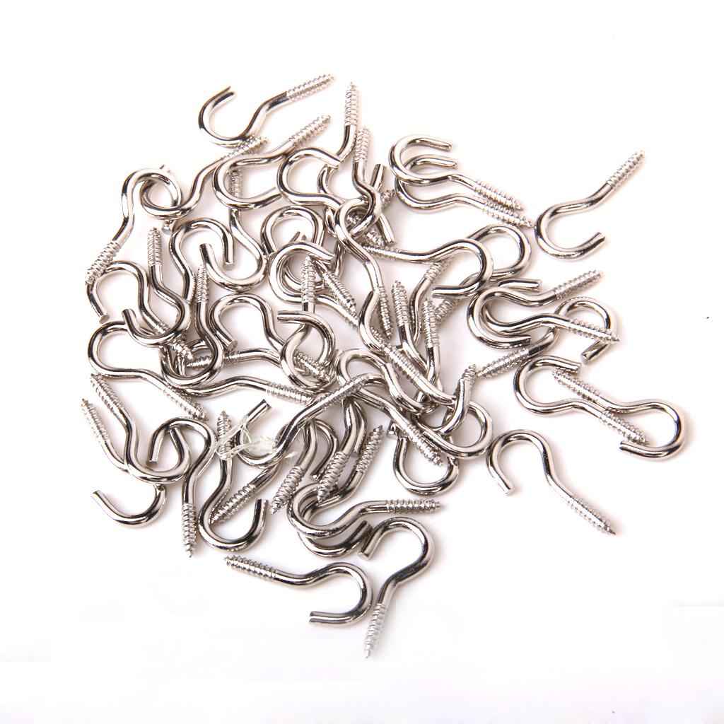 50pcs Screw Hook Eye Silver
