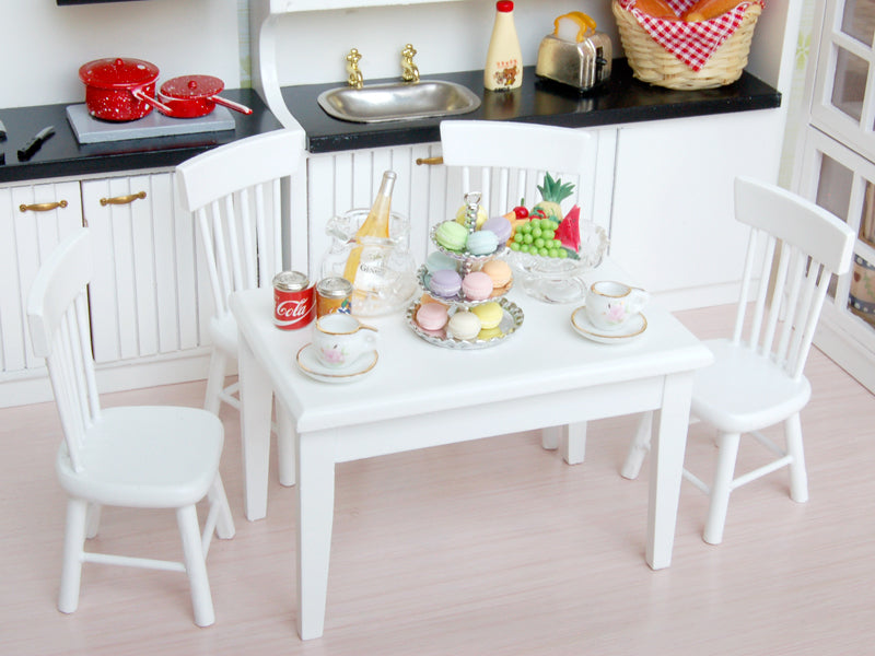 1:12 Dollhouse Miniature Kitchen Furniture Table Chair Set & Tableware Set