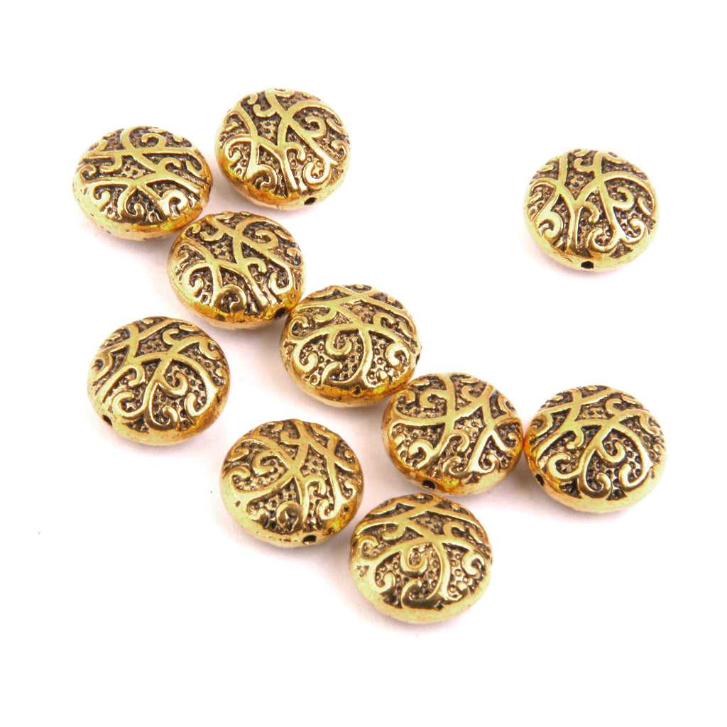 20pcs Round Fashion Hollow Spacer Beads Findings for Jewelry Making Gold