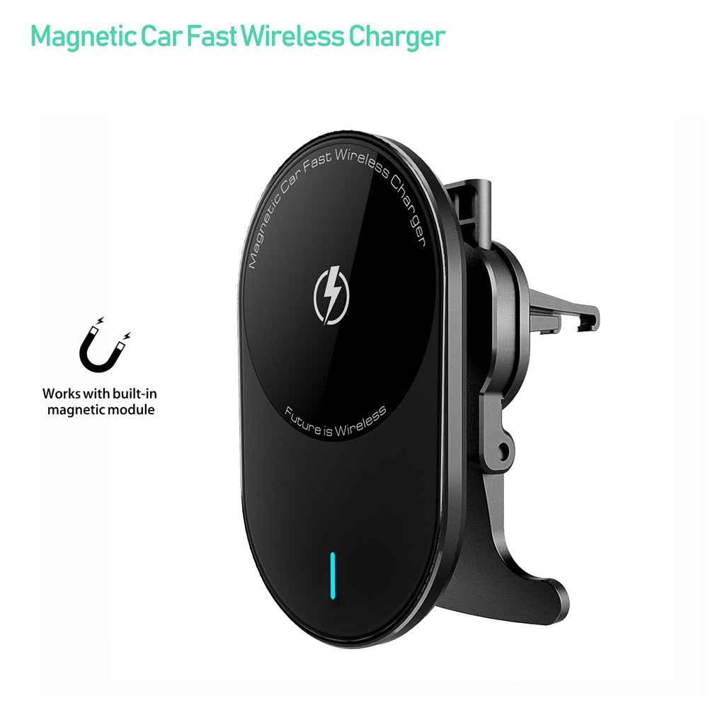 EP08 Magnetic Car Vehicle Air Outlet Fast Charging Mobile Phone Wireless Charger - Black