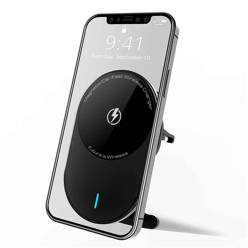 EP08 Magnetic Car Vehicle Air Outlet Fast Charging Mobile Phone Wireless Charger - Black