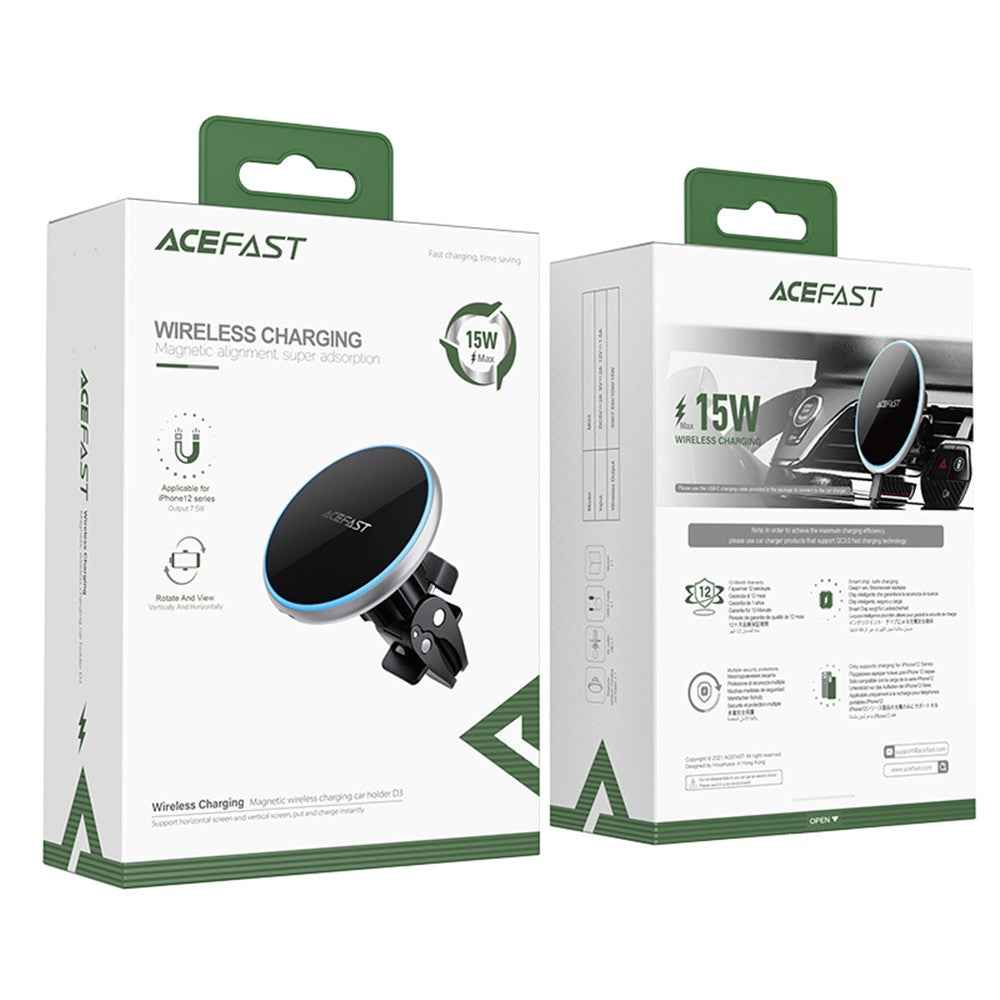 ACEFAST D3 Wireless Charging Magnetic Absorbed Car Charger Holder