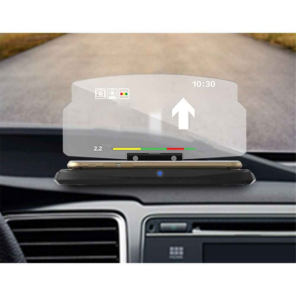 5W Qi Wireless Charger + Heads up Car Navigation Image Reflector HUD 2-in-1 Design for iPhone Samsung Huawei