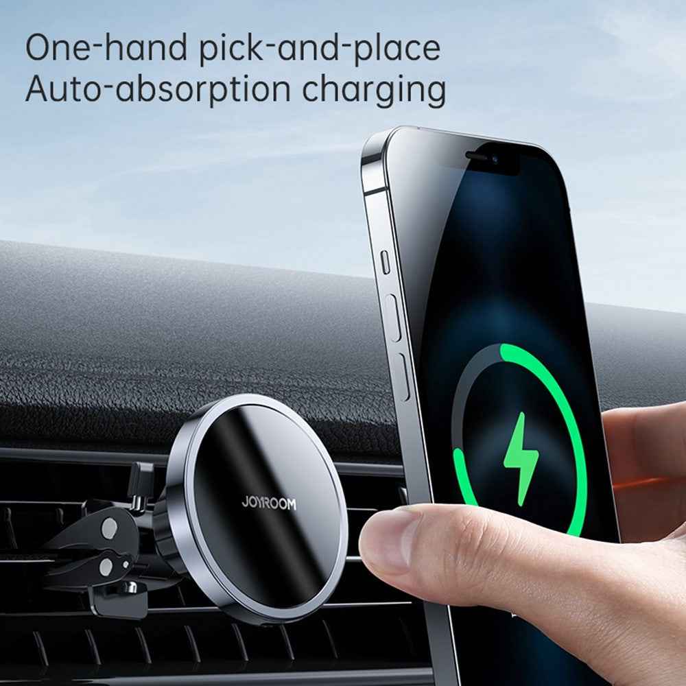 JOYROOM JR-ZS240 Car Air Vent 15W Magnetic Wireless Charger for iPhone 12/12 mini/12 Pro/12 Pro Max - Tarnish