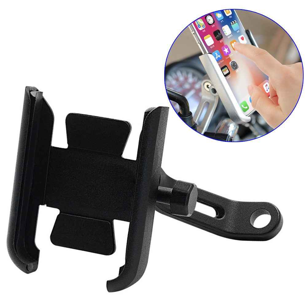 WUPP 360 Degree Aluminum Alloy Motorcycle Bike Rear Mirror Phone Holder GPS Stand Mount for 4-6.5 inch Phone - Black