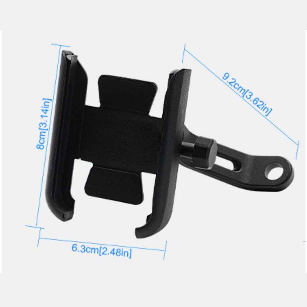 WUPP 360 Degree Aluminum Alloy Motorcycle Bike Rear Mirror Phone Holder GPS Stand Mount for 4-6.5 inch Phone - Black