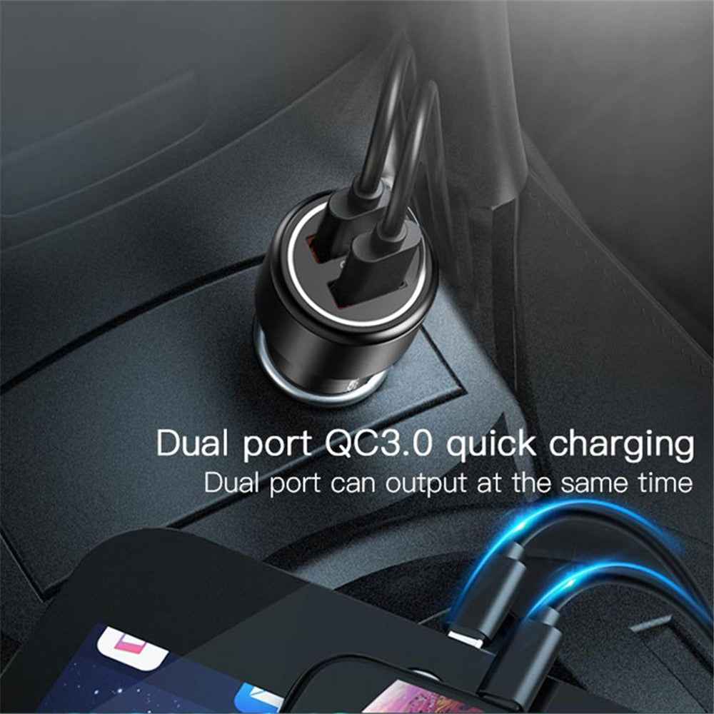 YESIDO Y43 Dual QC3.0 USB Port Car Charger Aluminum Alloy Fast Charging Power Adapter Up to 36W