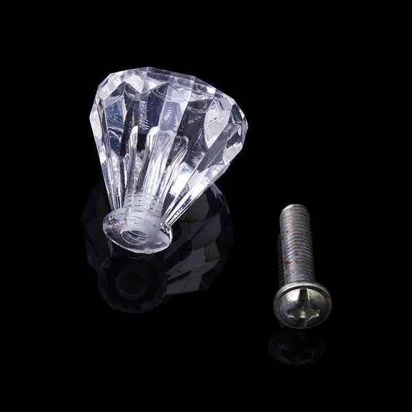 5x Clear Faceted Small Drawer Knob Cupboard Cabinet Pull Handle