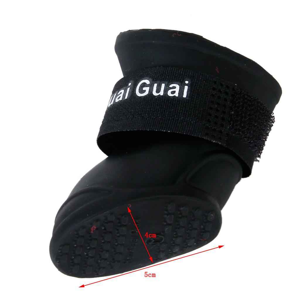 Pet Dog Waterproof Skidproof Rain Shoes Boot Size M Black
