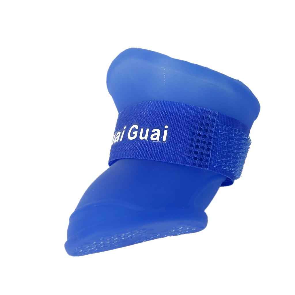 Pet Dog Waterproof Skidproof Rain Shoes Boot Size S - Blue