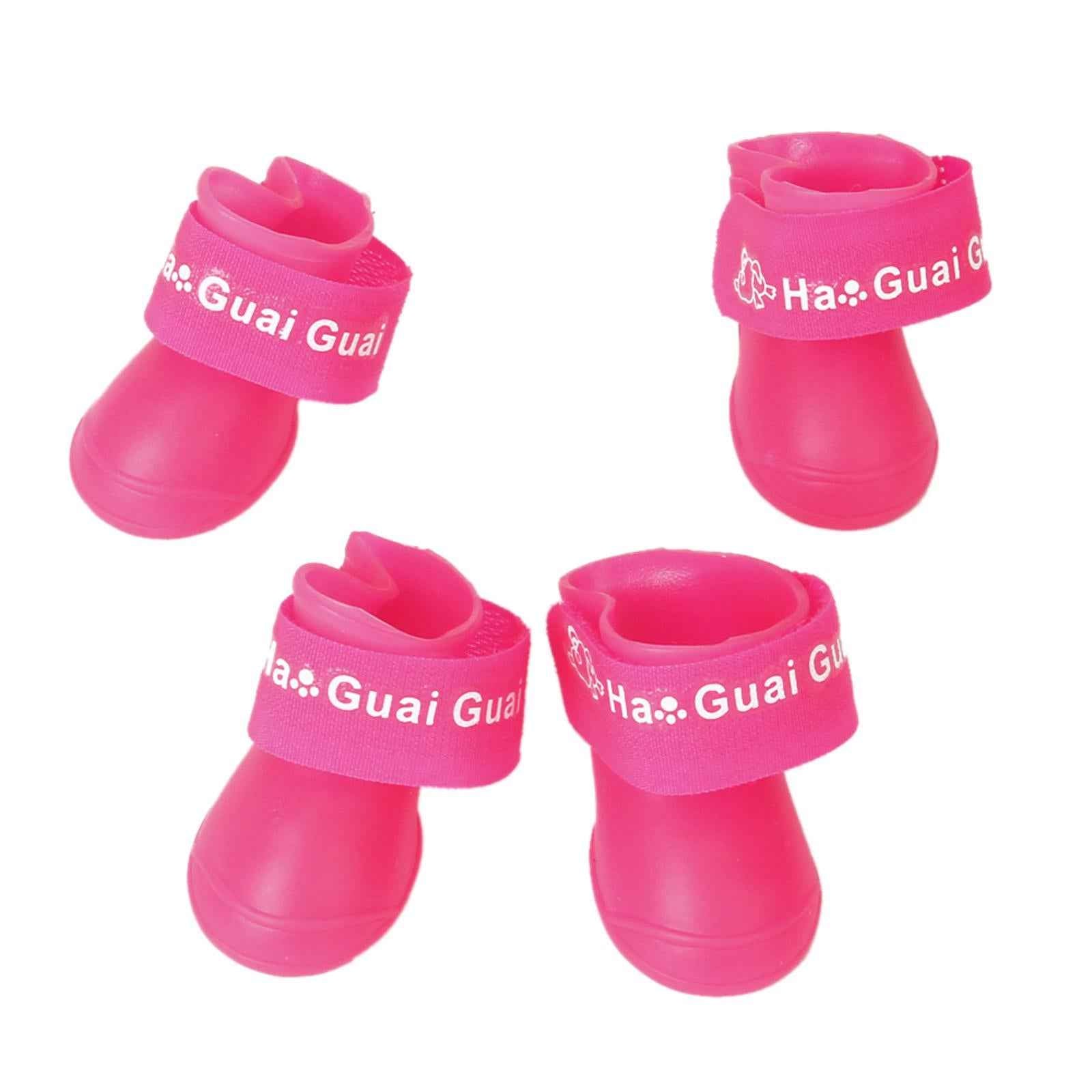 Pet Dog Waterproof Skidproof Rain Shoes Boot Size S - Pink