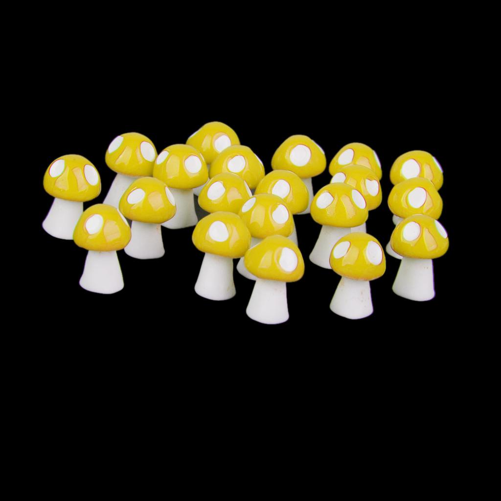 60x Miniature Dollhouse Bonsai Fairy Garden Mushroom Decor Yellow Red Pink