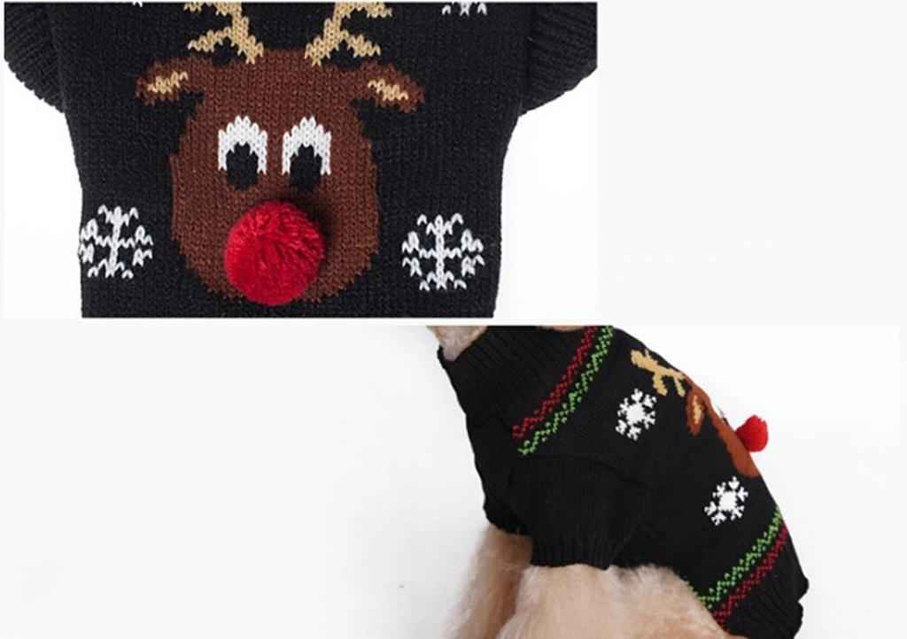 Fashionable Christmas Red Nose Reindeer Pattern Turtleneck Sweater Clothes For Pet Dogs Winter Clothing Apparel Outfit Supplies Size XXS