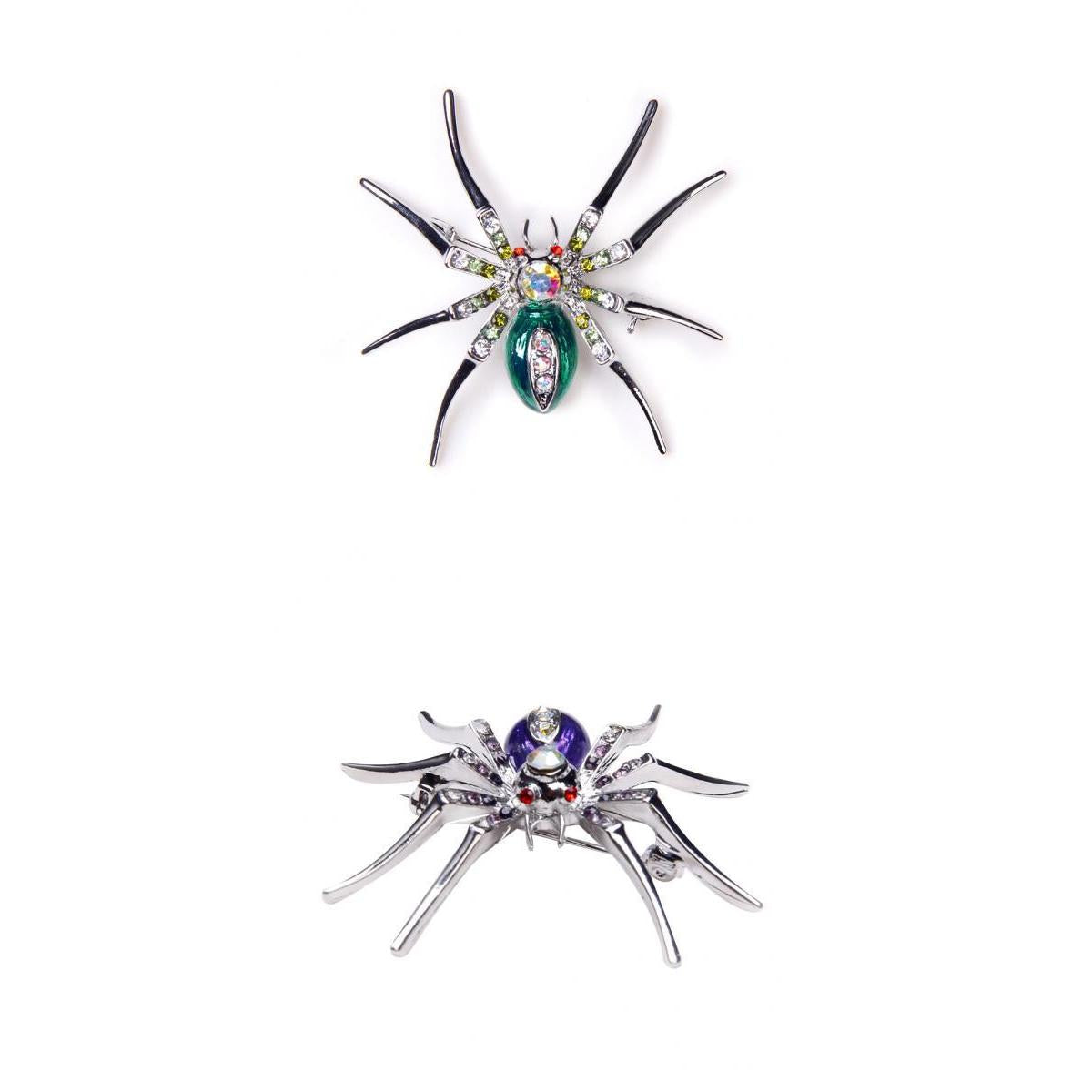2pcs Rhinestone Spider Clip Pin Brooch Fancy Cosplay Halloween Party Jewelry