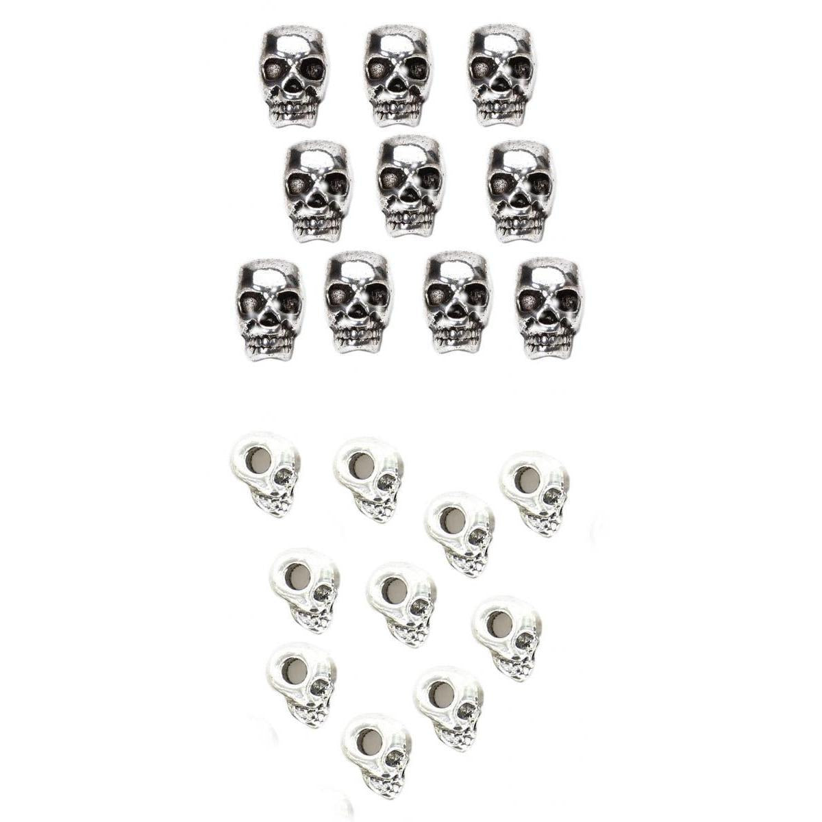 20pcs Mini Antique Silver Skull Charm Loose Spacer Beads Jewelry Diy Finding