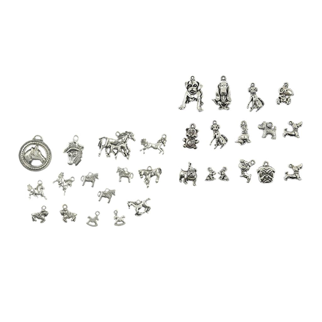 30Pcs Mixed Dog Horse Metal Charms Pendants Accessory DIY for Jewelry Making
