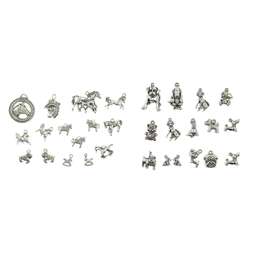 30Pcs Mixed Dog Horse Metal Charms Pendants Accessory DIY for Jewelry Making