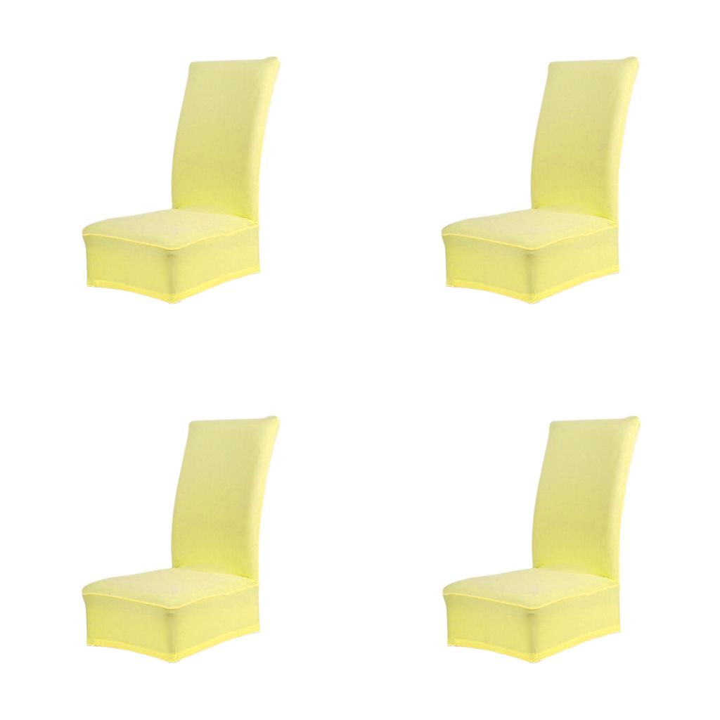 4Pcs Solid Color Polyester Spandex Dining Stool Chair Cover Slipcover Beige