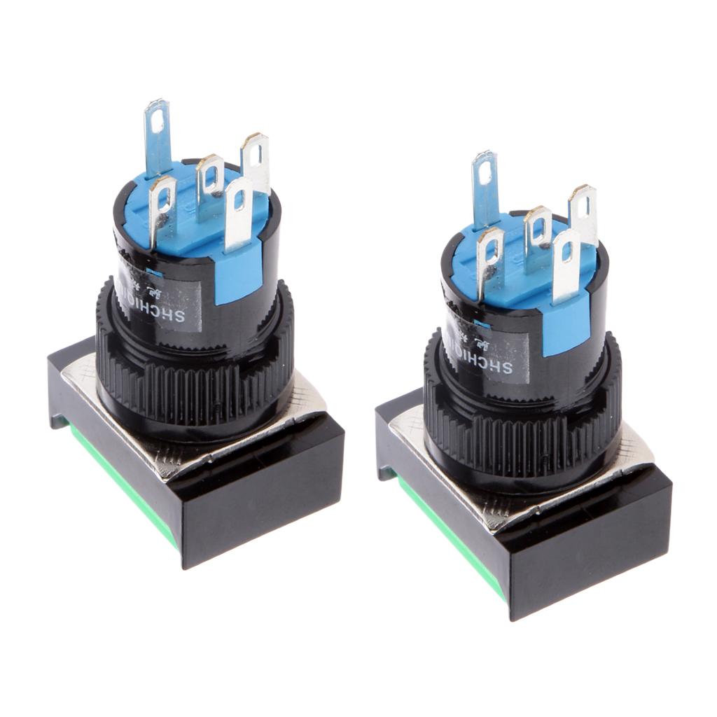 2x DC 12V Momentary Self Reset Square Push Button Switch LED Light Green