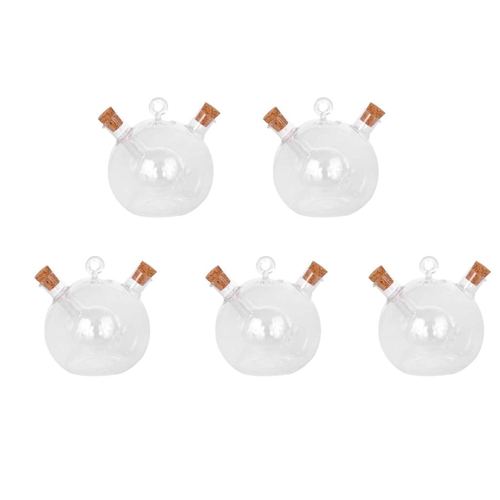 5x 2-Outlet Glass Olive Oil Jar Vinegar Bottle Pot Kitchen Sauce Dispenser