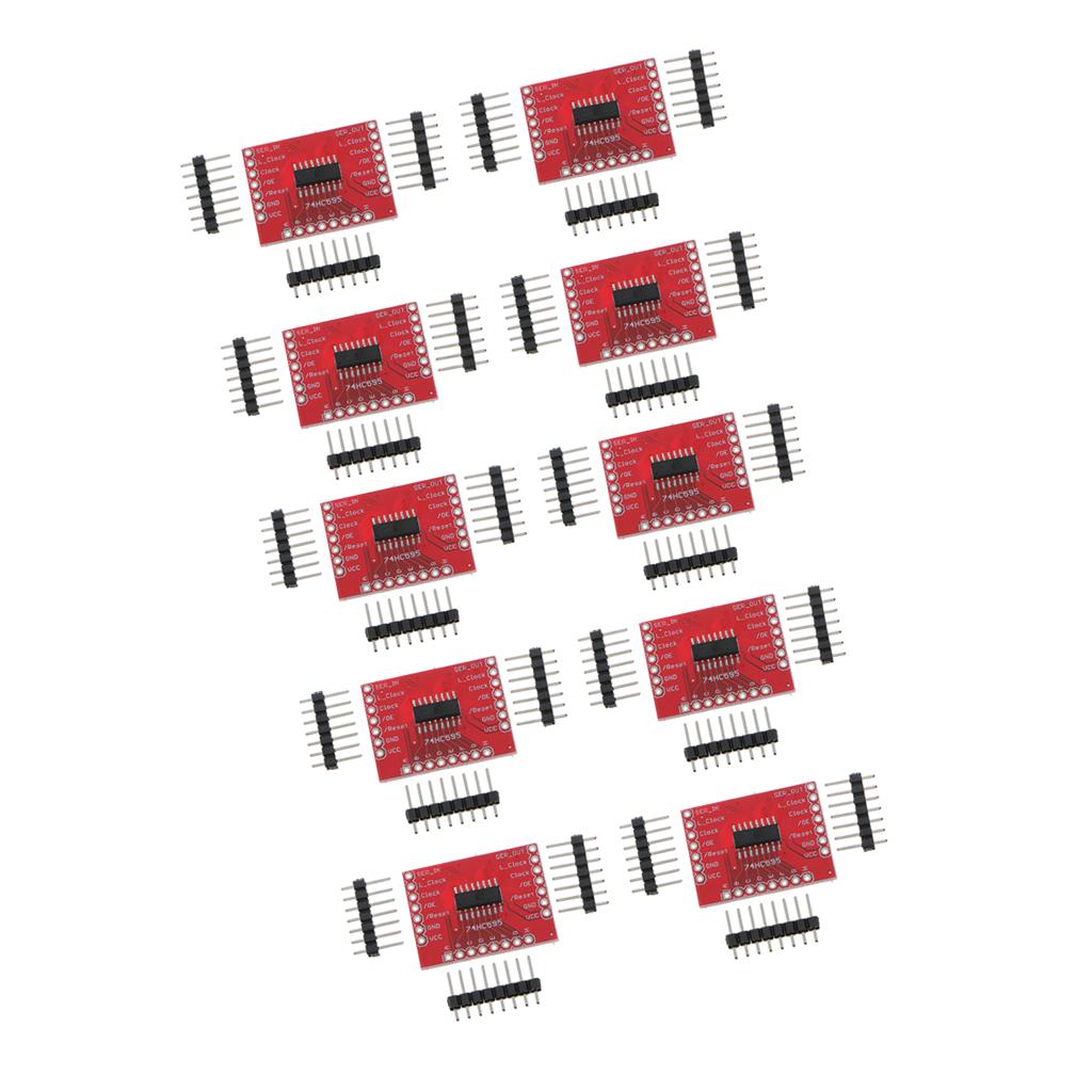 10 Pieces 74HC595 8-Bit Shift Register DIP-16 IC Breakout PCB Board