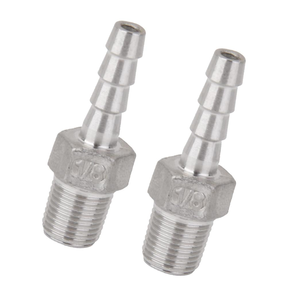 2 Pieces 1/8x6mm Male Thread Pipe Fitting Barb Hose Tail Connector"