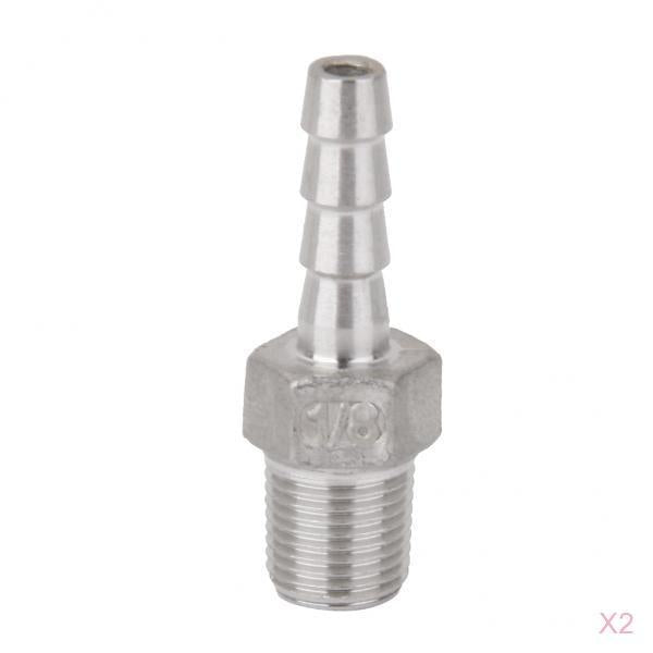 2 Pieces 1/8x6mm Male Thread Pipe Fitting Barb Hose Tail Connector"