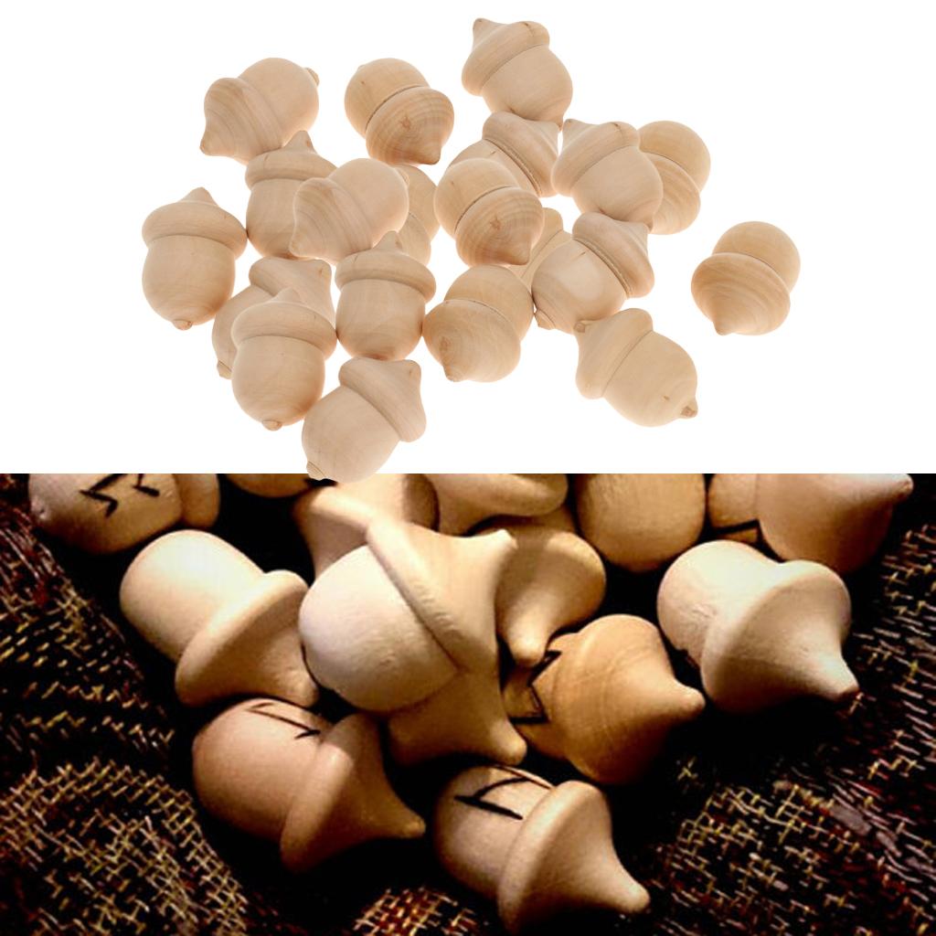50 Pieces Novelty Waldorf Acorns DIY Unfinished Wood Craft Wedding Decor