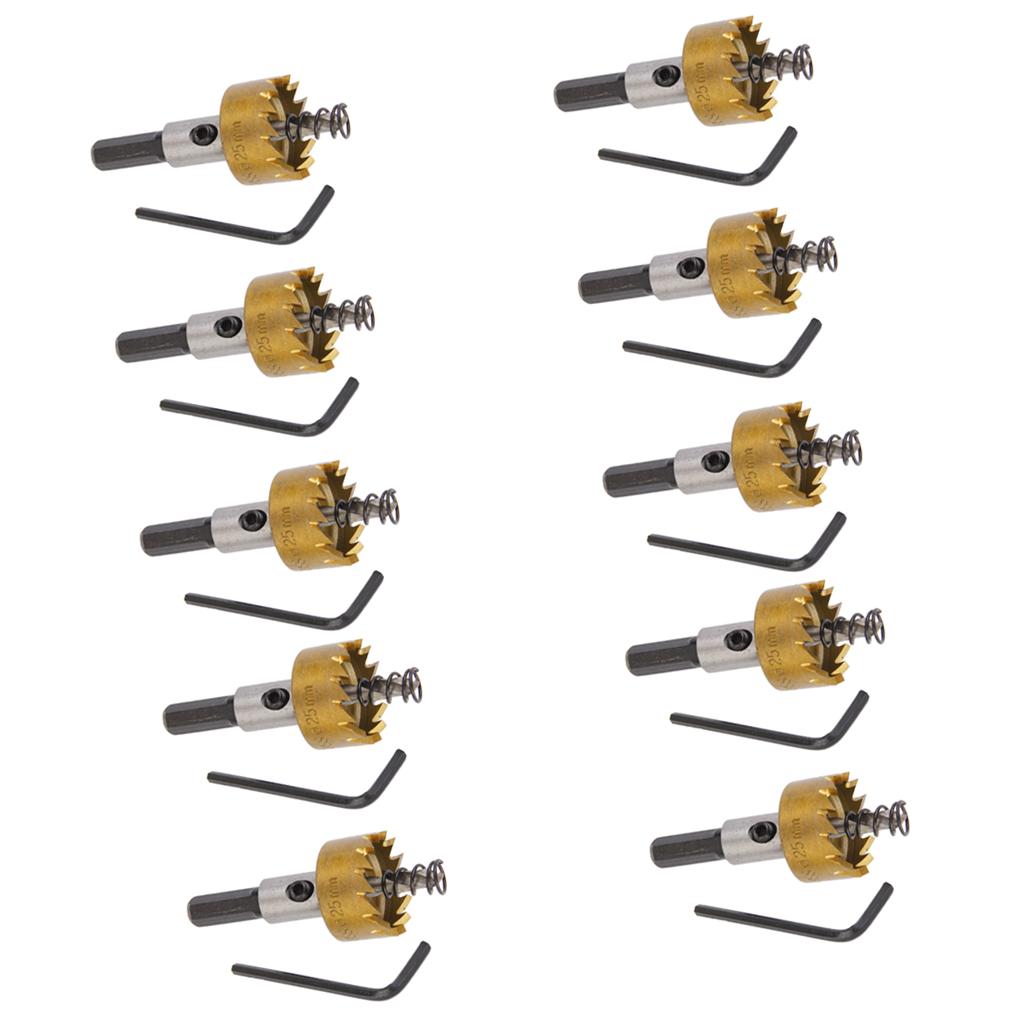 10 Sets 25mm Carbide Tip Drill Bit Cutter for Metal Stainless Steel