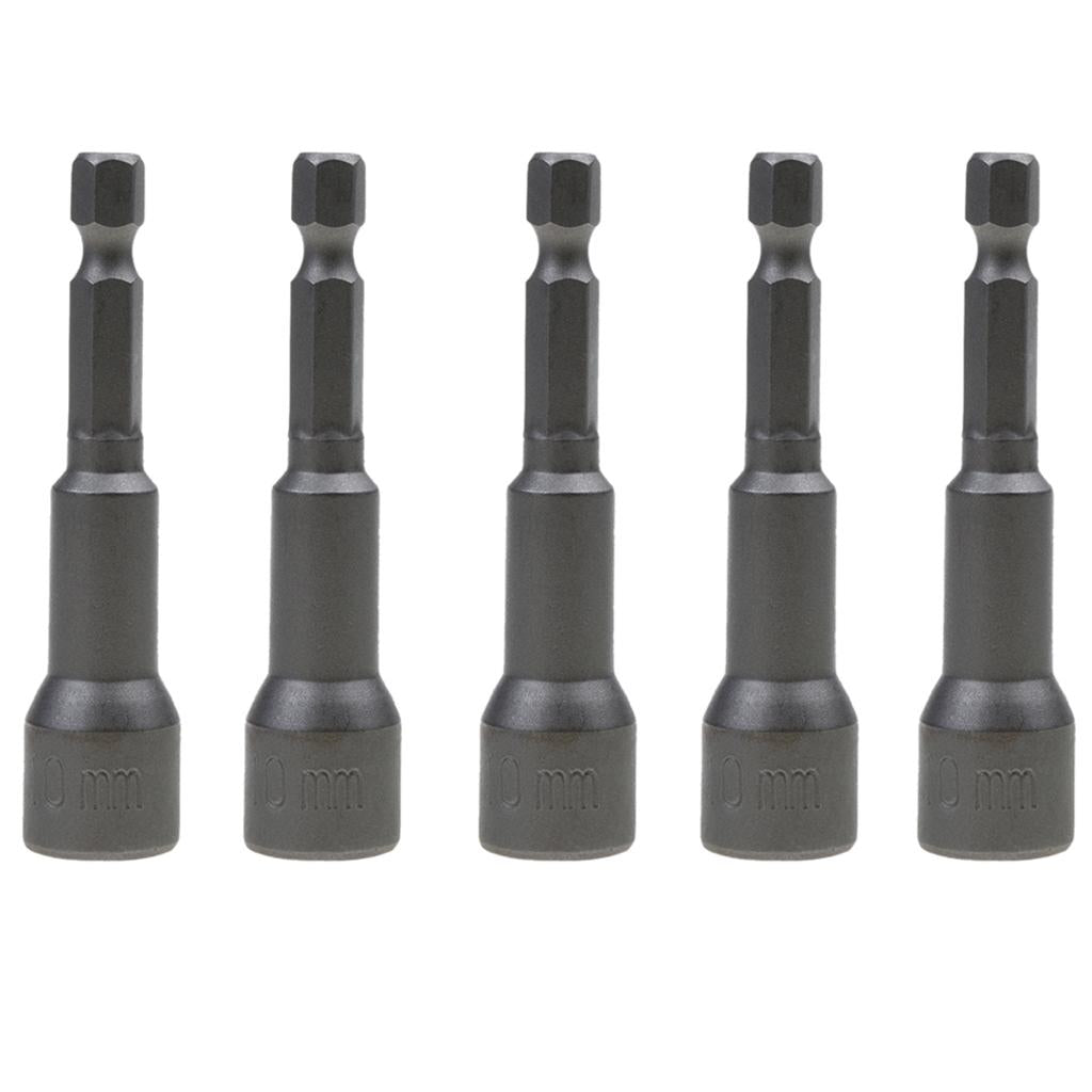 5 Piece 10mm Hex Socket Sleeve Nozzles Magnetic Nut Driver Drill Bit Tools