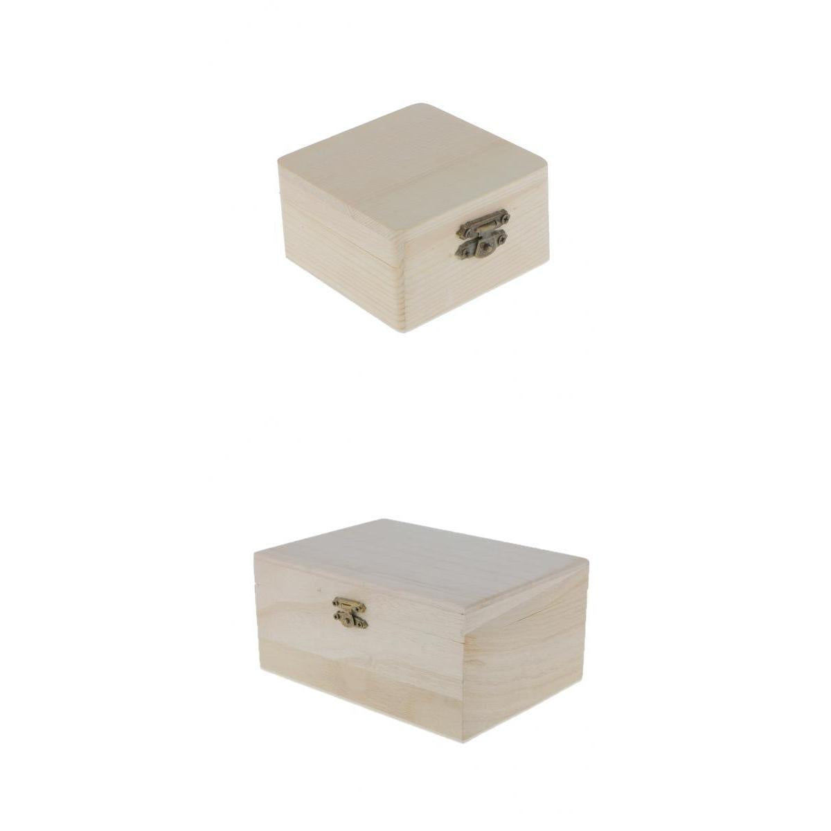 2pcs Handmade Vintage Wood Box Unfinished Wooden Box Jewelry Storage Boxes