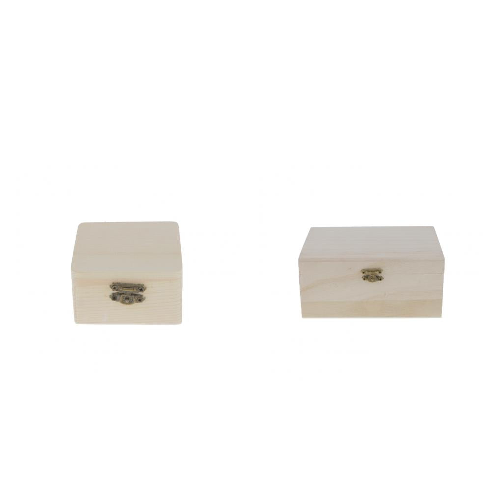 2pcs Handmade Vintage Wood Box Unfinished Wooden Box Jewelry Storage Boxes
