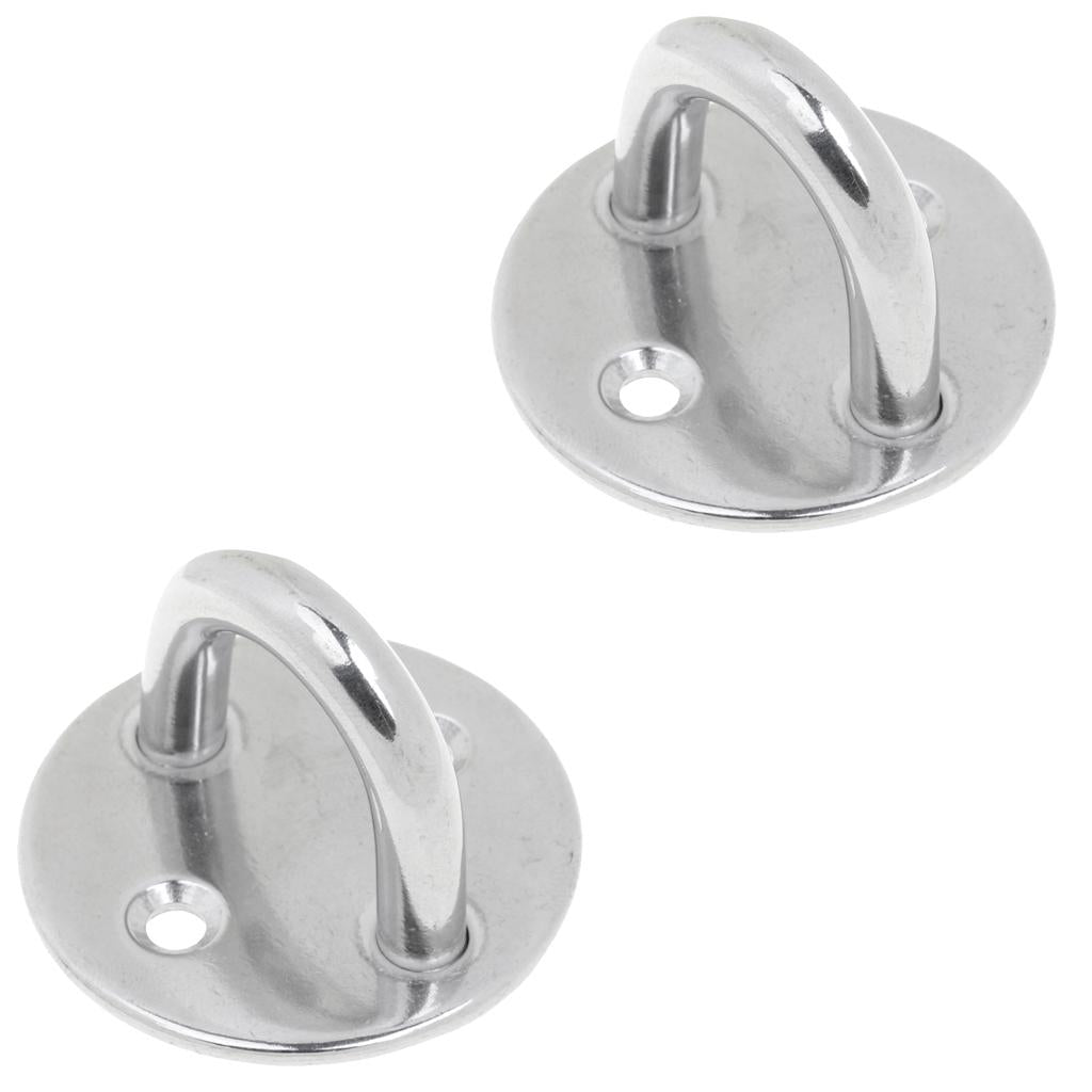 2Pcs Stainless Round Pad Eye Plate Sail Boat Kayak Sunshades Accessory M5