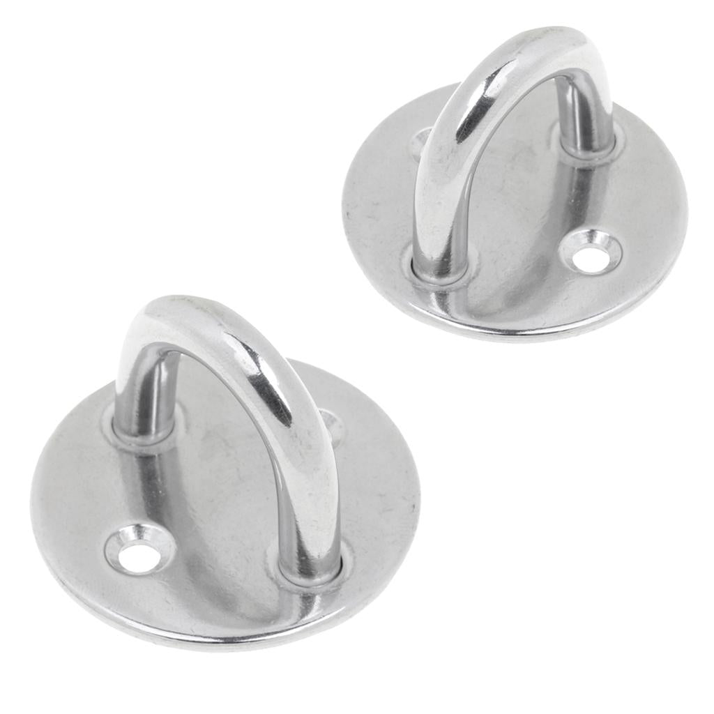 2Pcs Stainless Round Pad Eye Plate Sail Boat Kayak Sunshades Accessory M5