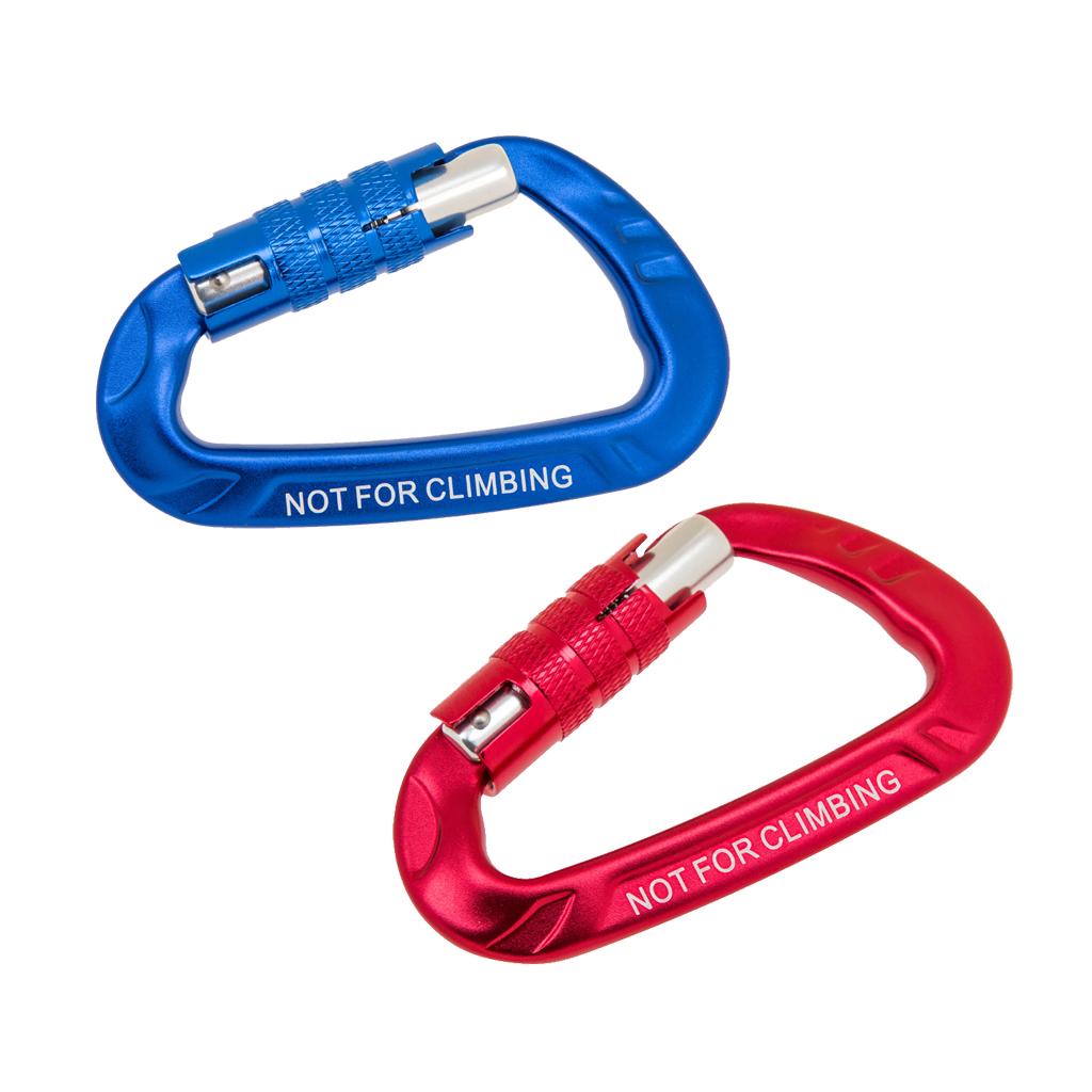 2 Pieces 12KN D Shape Twist Auto Locking Carabiner Spring Snap Hook Keychain