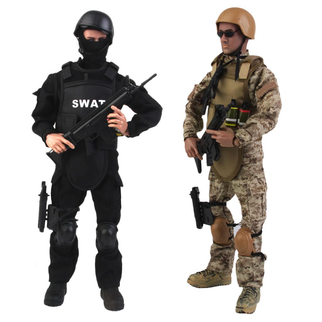 1/6 Special Forces Soldier Combat Desert SWAT&ACU Soldier 12 Action Figures"