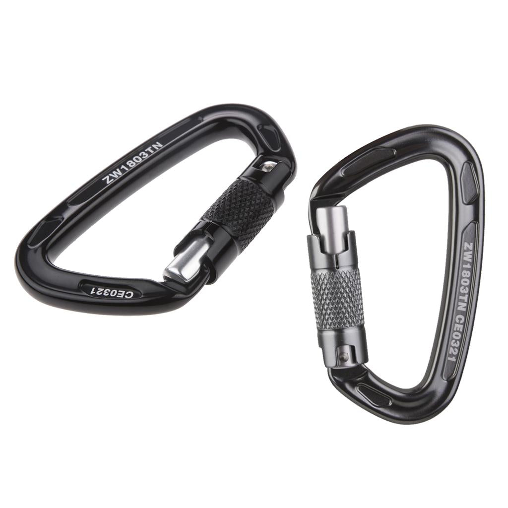 24KN Self-locking Aluminum Carabiner Keychain Mountaineering Climbing Buckle