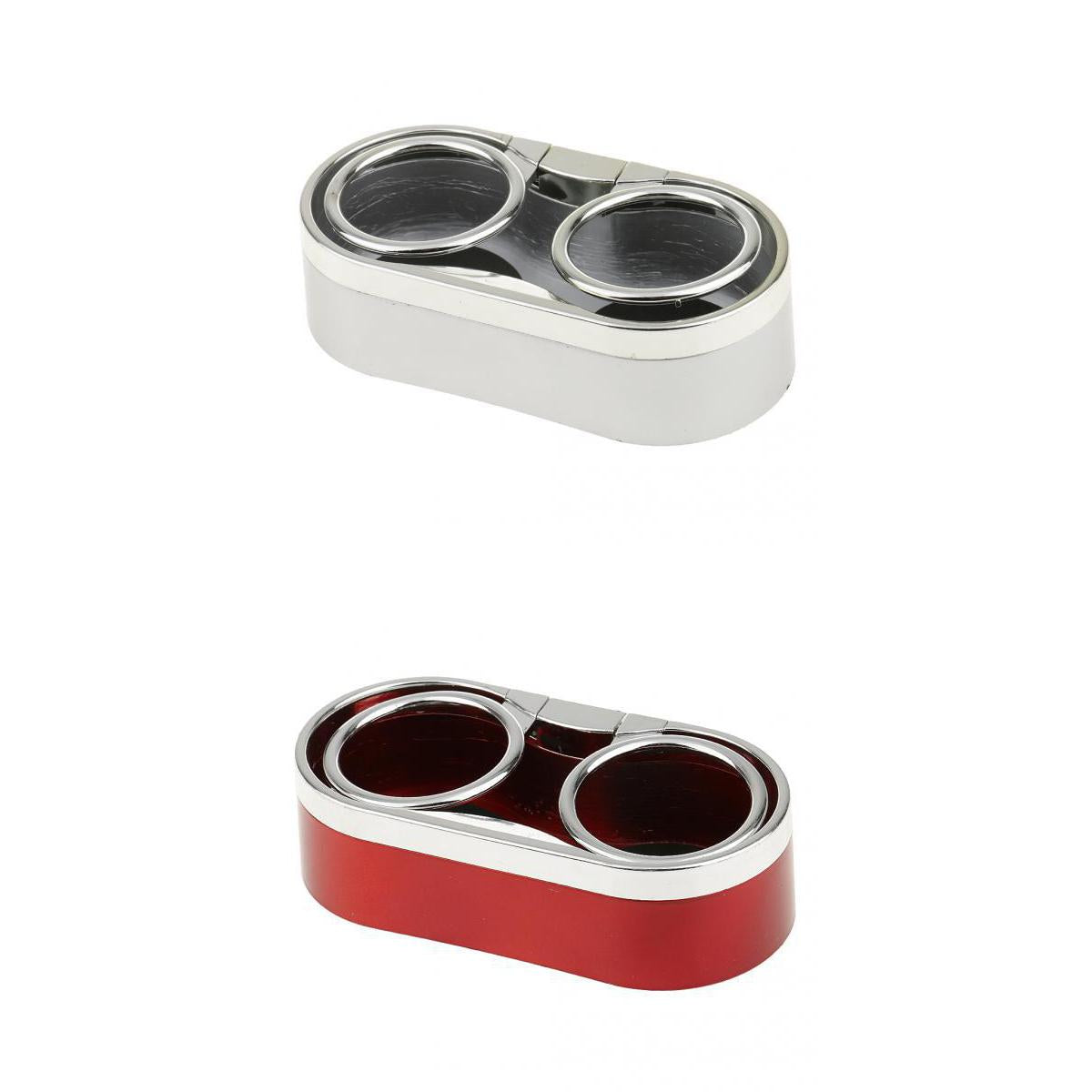 2 Pieces Red+Silver Car Drink Bottle Dual Cup Beverage Can Holder Organizer