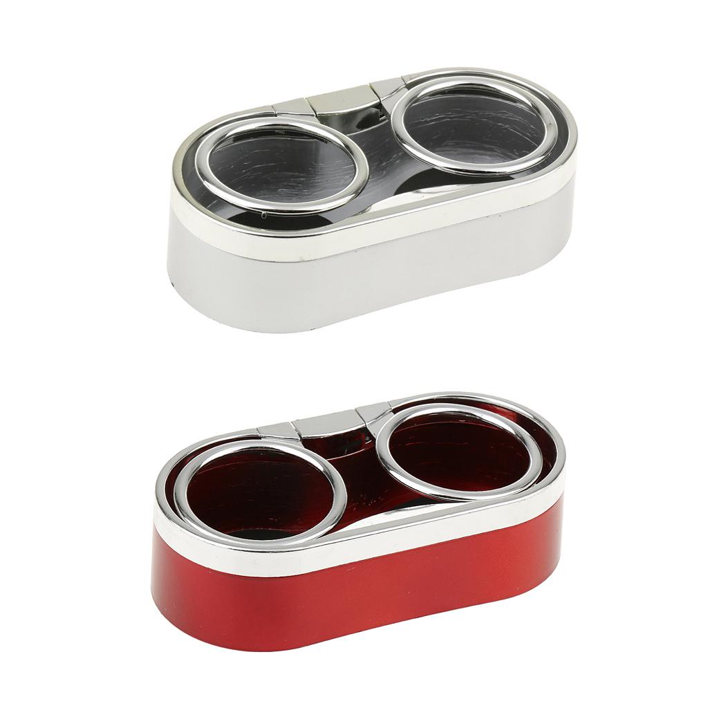2 Pieces Red+Silver Car Drink Bottle Dual Cup Beverage Can Holder Organizer