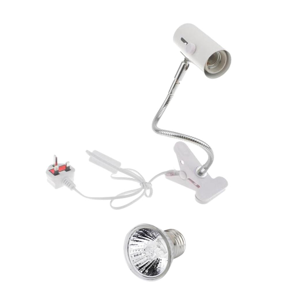220V Reptile Lamp UVB/UVA Basking Light Halogen Bulb E27 UK Plug White 100W