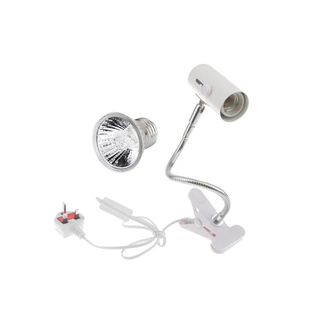 220V Reptile Lamp UVB/UVA Basking Light Halogen Bulb E27 UK Plug White 100W