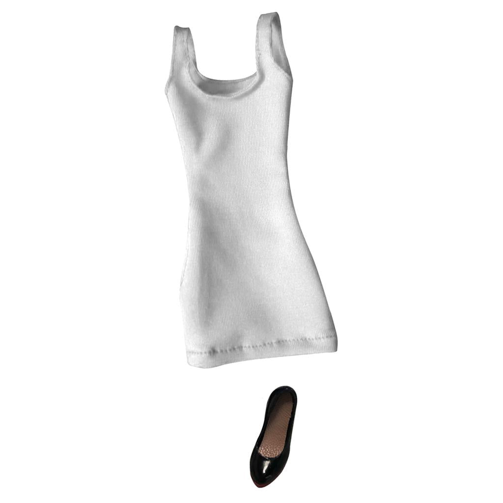 1/6 Vest Skirt Dress + High Heels for 12 Female Action Figure Body White"