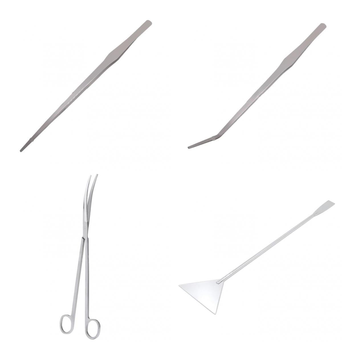 4-Piece Aquarium Maintenance Plant Tools Substrate Spatula Tweezers Scissors
