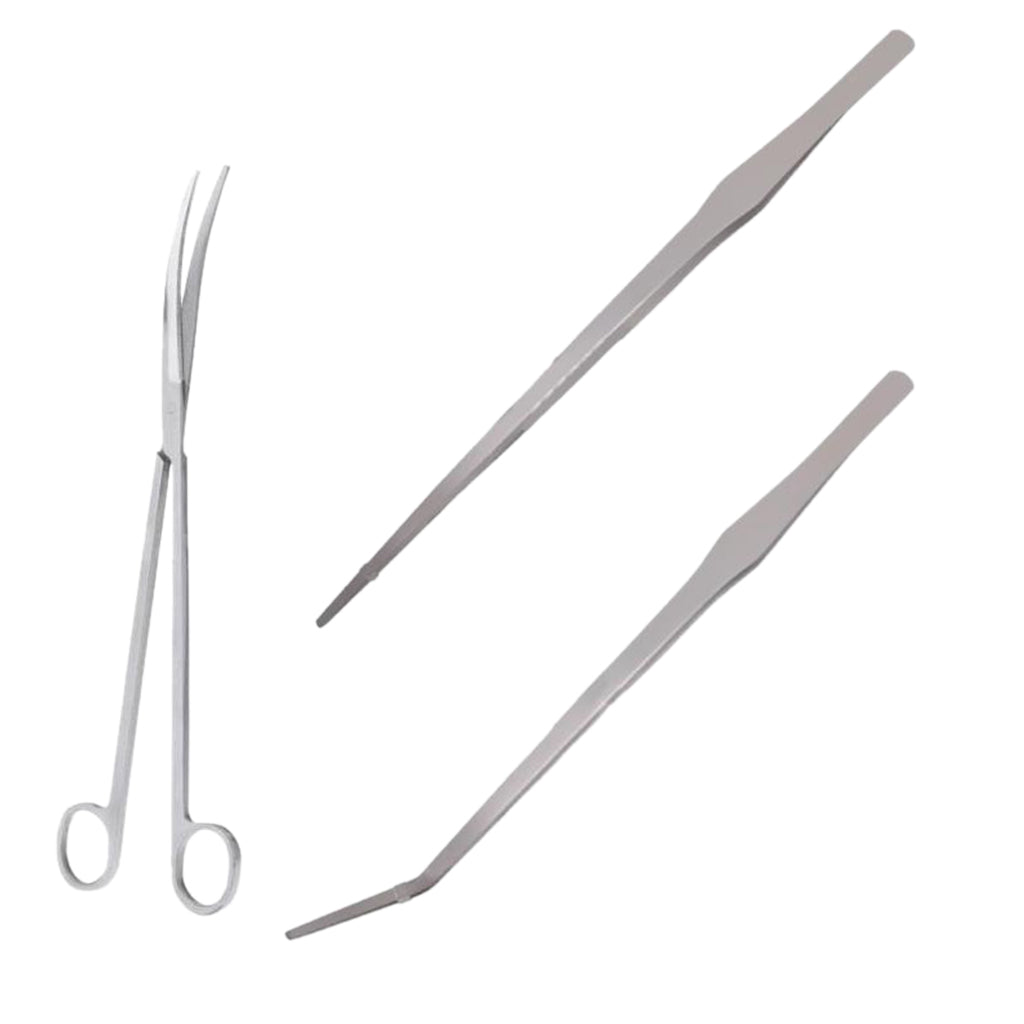 3-Piece Aquarium Maintenance Plant Tools Substrate Spatula Tweezers Scissors