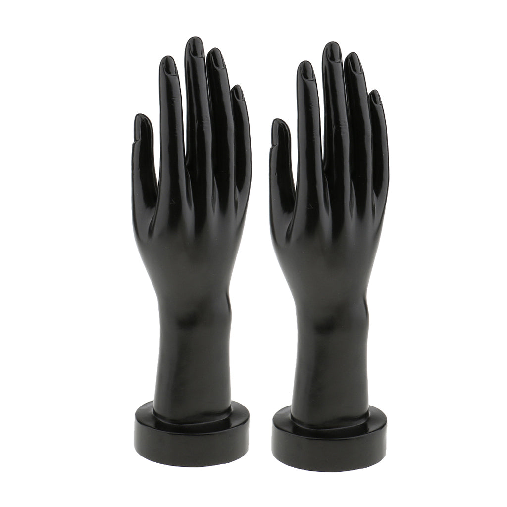 2 Pieces Female Mannequin Hand for Jewelry Bracelet Ring Glove Display Black