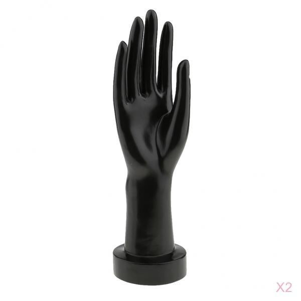 2 Pieces Female Mannequin Hand for Jewelry Bracelet Ring Glove Display Black